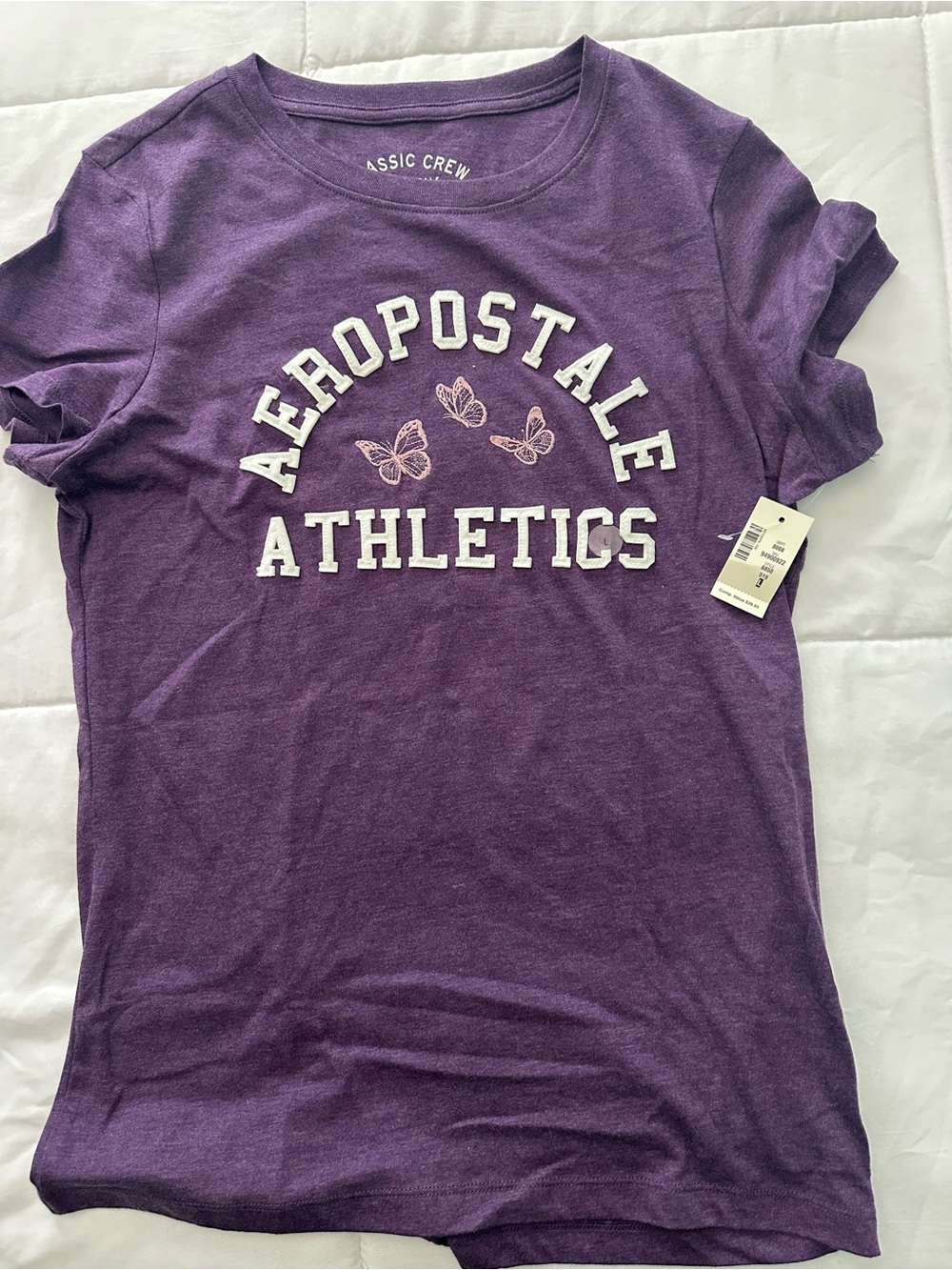 Aeropostale Purple 'Athletics' Short Sleeve Tee with Butterflies
